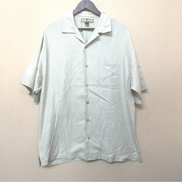 Tommy Bahama Other - Tommy Bahama Beige 100% Silk Hula Girl Shirt B17/13